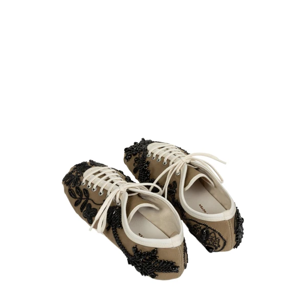 Embroidered ballerina sneakers in Camel - Image 4
