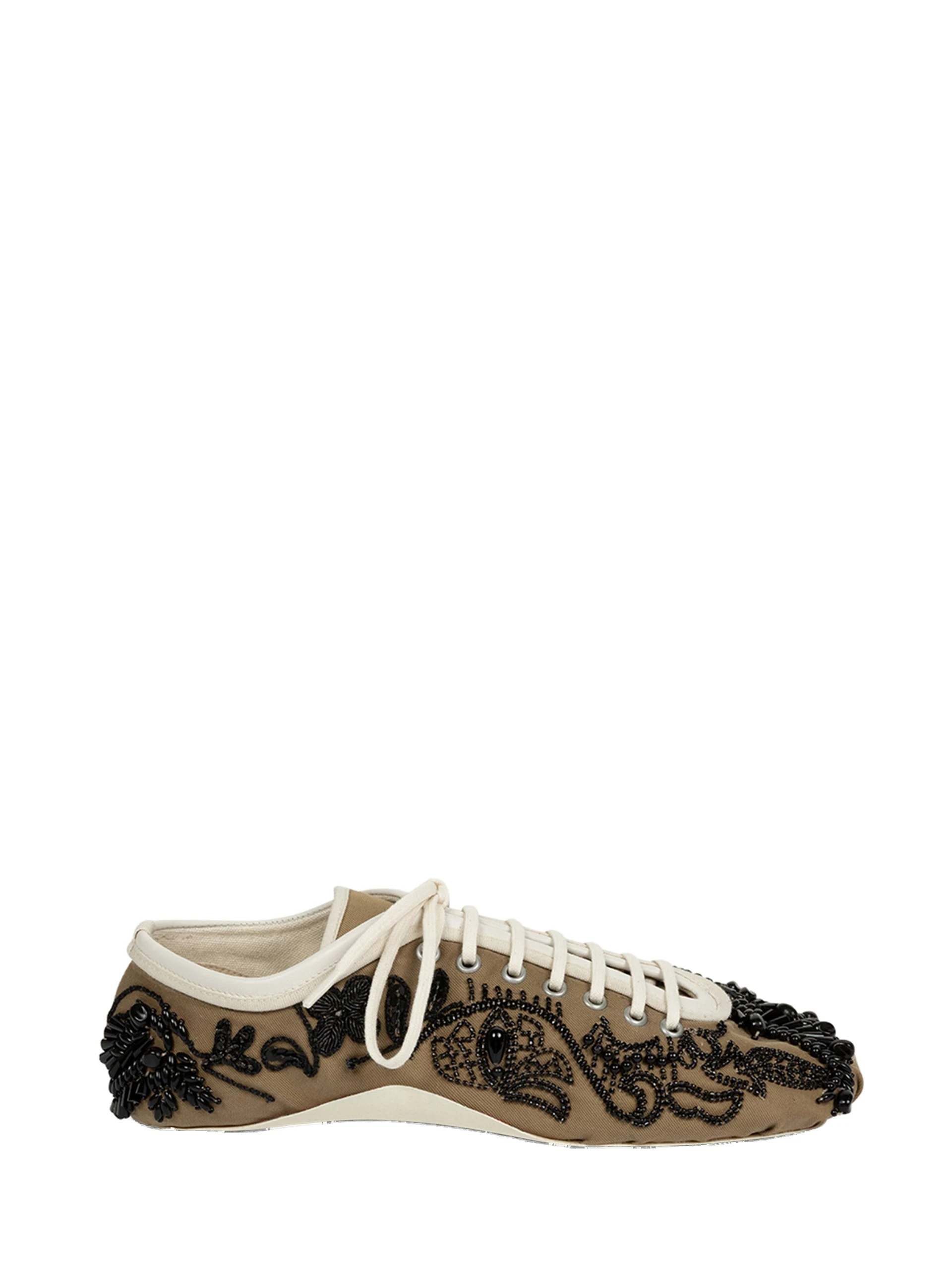 Dries Van Noten Embroidered ballerina sneakers in Camel | Sneakers | Coveti Dries Van Noten Embroidered ballerina sneakers in Camel