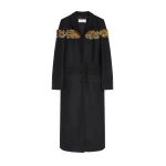 Dries Van Noten Embroidered belted wool coat in Black | Coats | Coveti