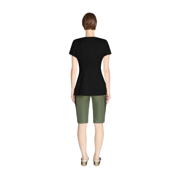 Embroidered capri pants in Bottle - Image 4