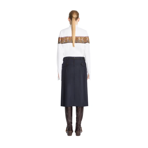 Embroidered checked cotton shirt in White - Image 4