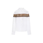Dries Van Noten Embroidered checked cotton shirt in White | Tops | Coveti