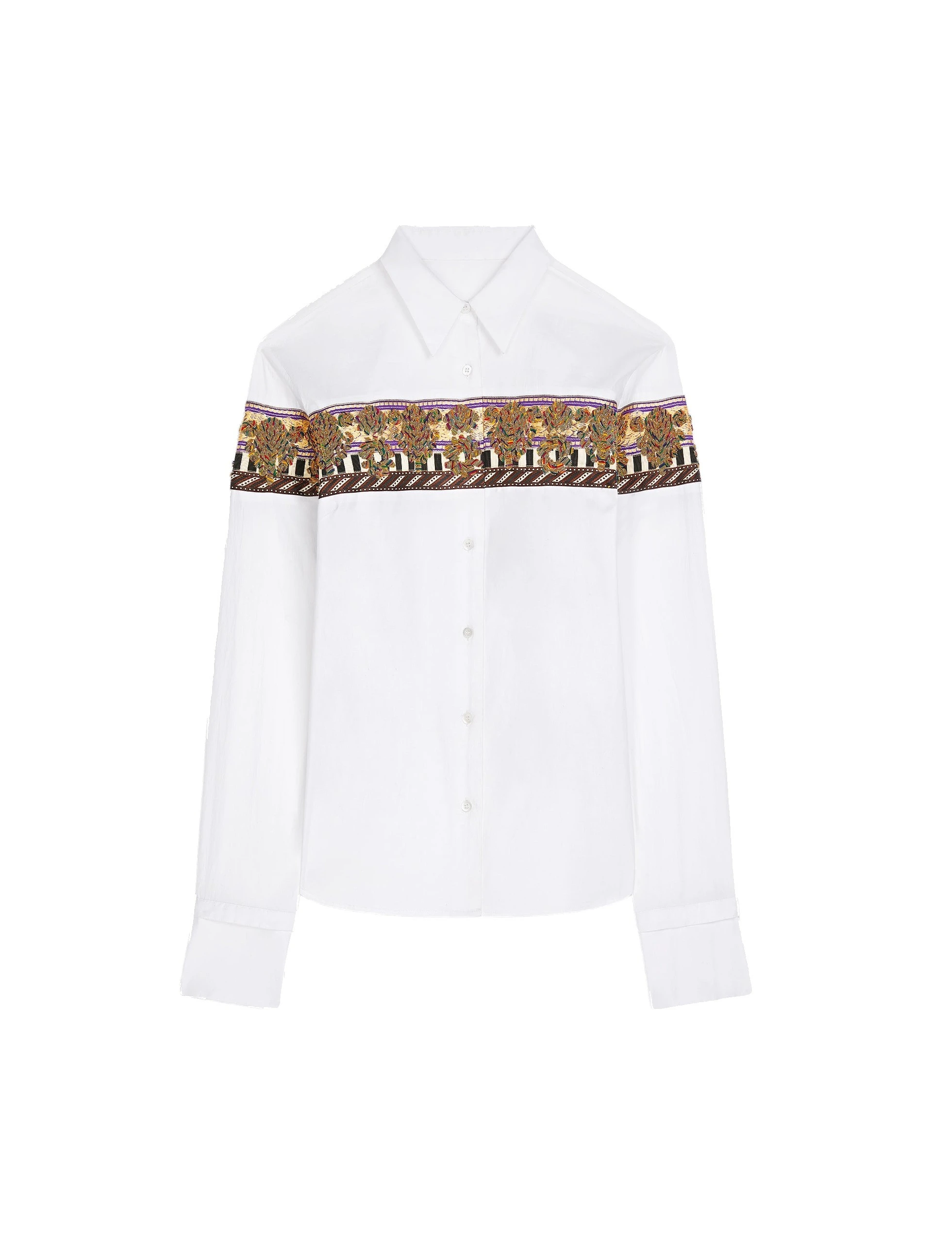 Dries Van Noten Embroidered checked cotton shirt in White | Tops | Coveti Dries Van Noten Embroidered checked cotton shirt in White | Tops | Coveti