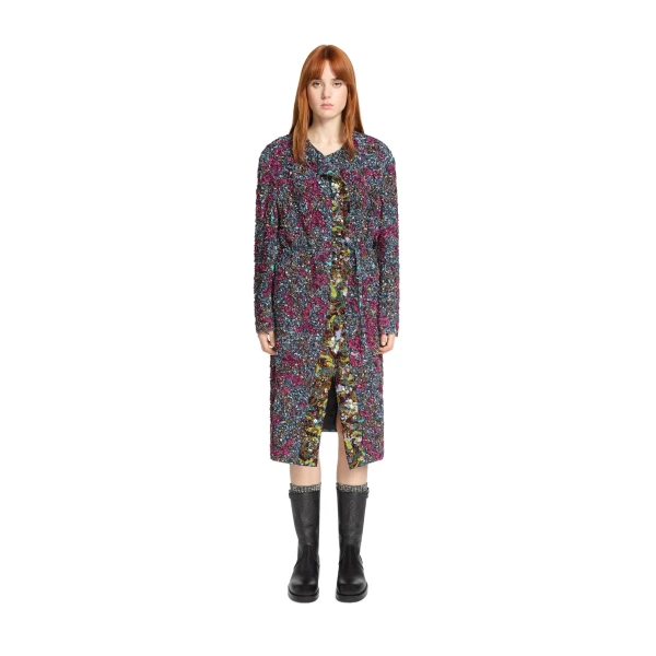 Embroidered coat in Petrol - Image 2
