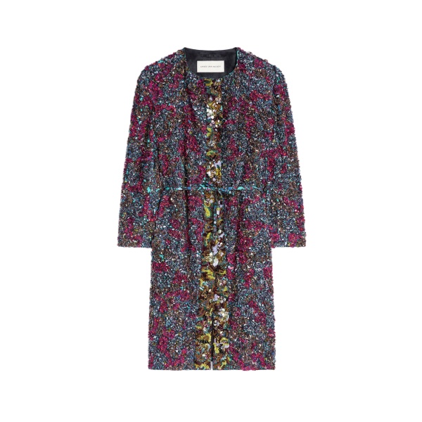 Dries Van Noten Embroidered coat in Petrol | Coats | Coveti