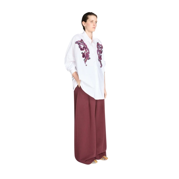 Embroidered cocoon shirt in White - Image 3