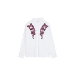 Dries Van Noten Embroidered cocoon shirt in White | Tops | Coveti