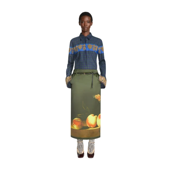 Embroidered cotton flannel shirt in Green - Image 2