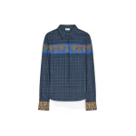 Dries Van Noten Embroidered cotton flannel shirt in Green | Tops | Coveti