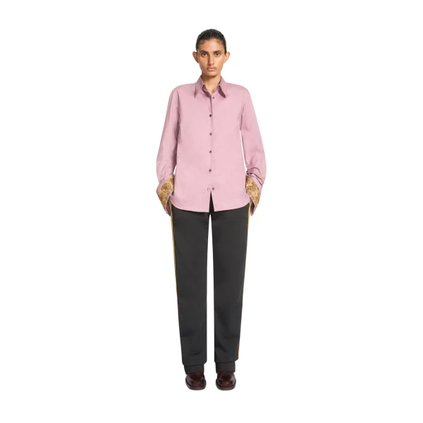 Embroidered cotton poplin shirt in Old Rose - Image 2