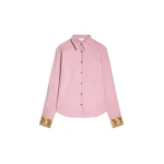 Dries Van Noten Embroidered cotton poplin shirt in Old Rose | Tops | Coveti
