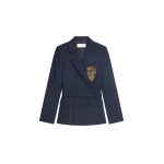 Dries Van Noten Embroidered crepe blazer in Navy | Jackets | Coveti