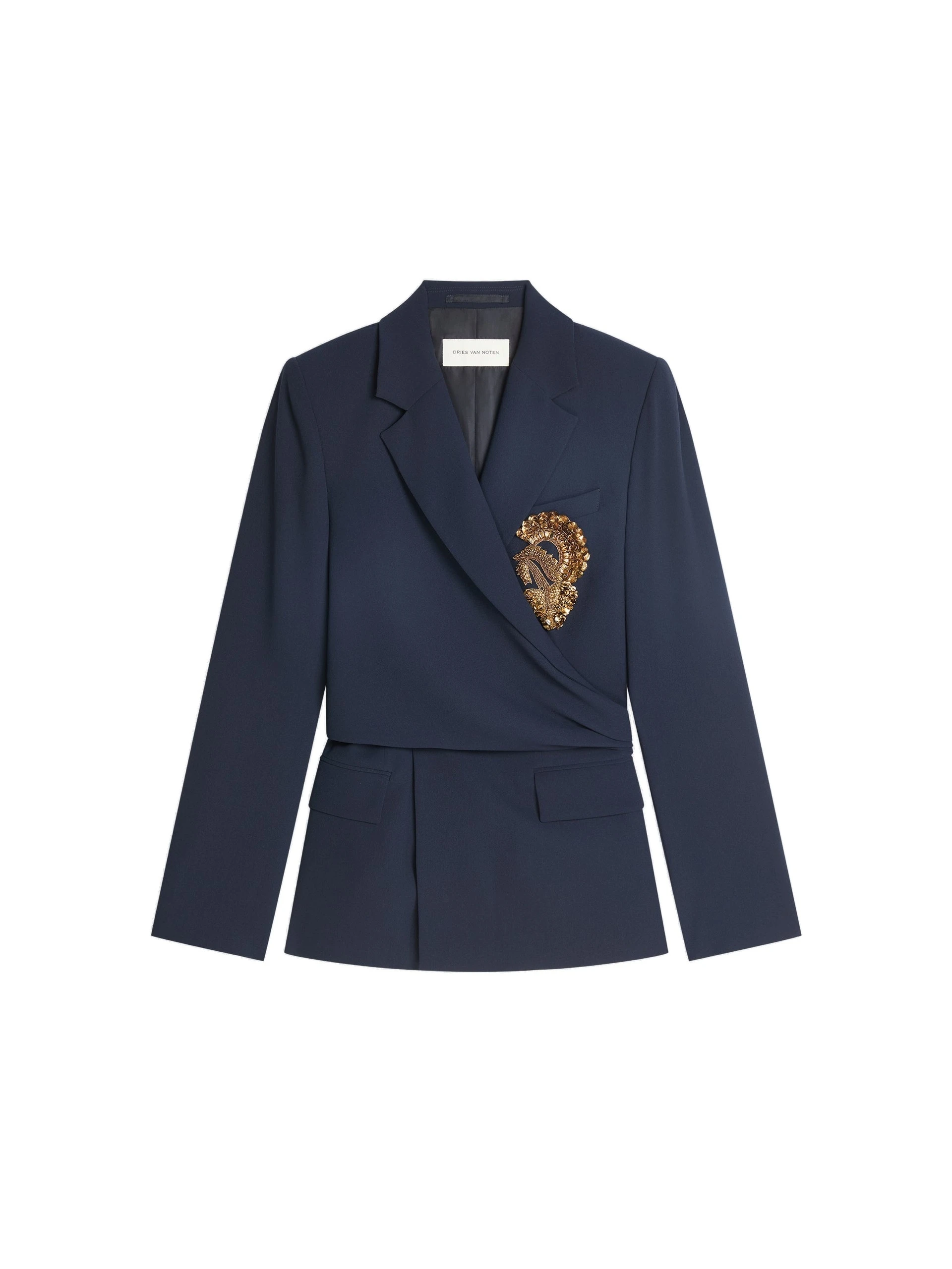 Dries Van Noten Embroidered crepe blazer in Navy | Jackets | Coveti Dries Van Noten Embroidered crepe blazer in Navy | Jackets | Coveti