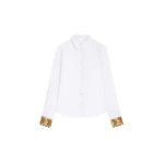 Dries Van Noten Embroidered cuff cotton poplin shirt in White | Tops | Coveti