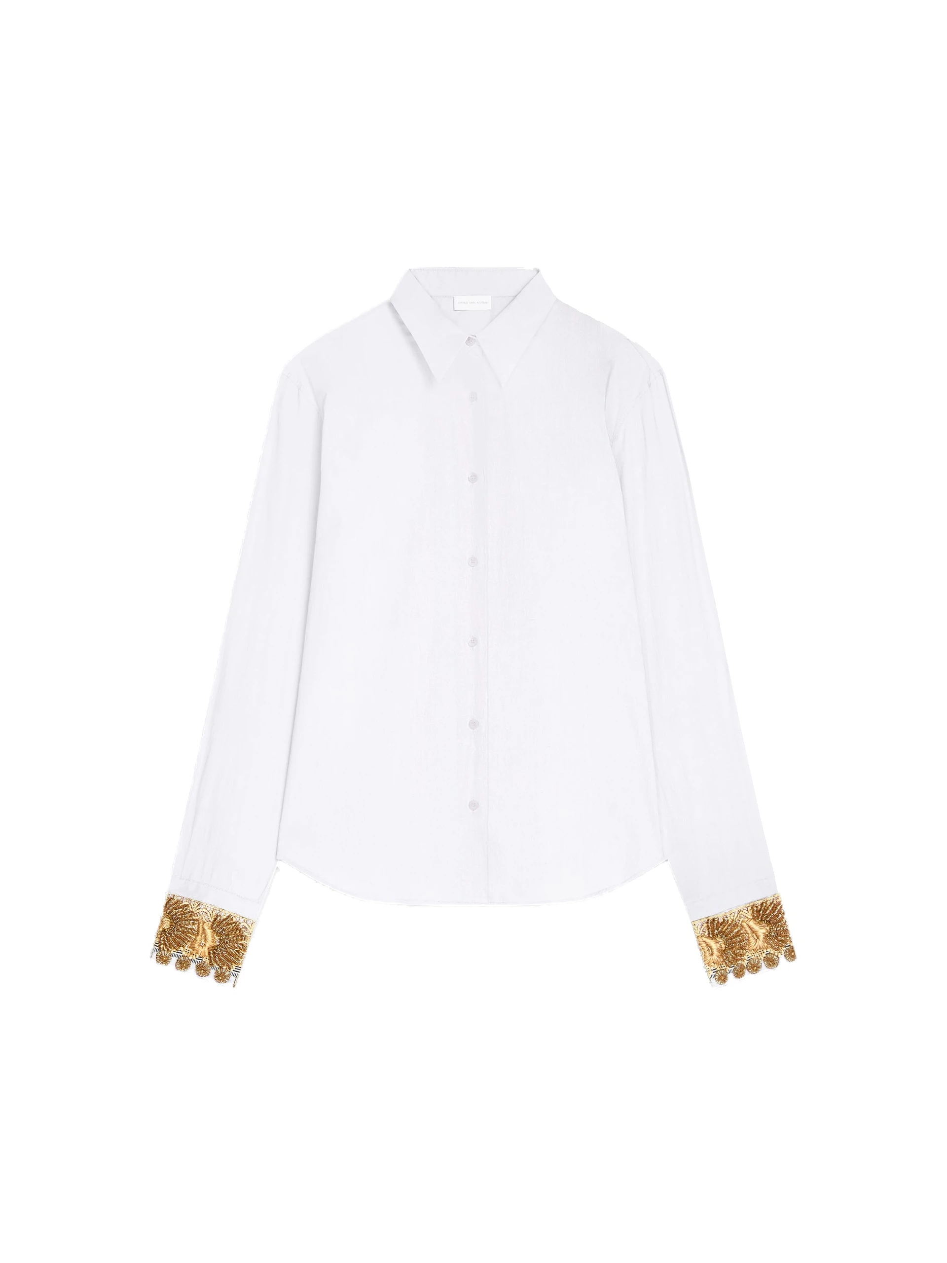 Dries Van Noten Embroidered cuff cotton poplin shirt in White | Tops | Coveti Dries Van Noten Embroidered cuff cotton poplin shirt in White | Tops | Coveti