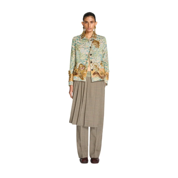 Embroidered floral blazer in Peach - Image 2