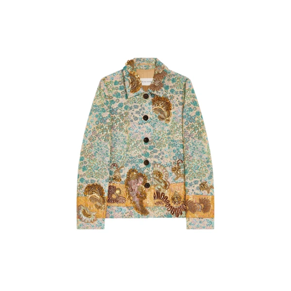Dries Van Noten Embroidered floral blazer in Peach | Jackets | Coveti