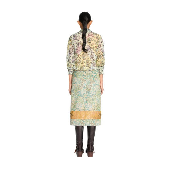 Embroidered floral skirt in Peach - Image 4
