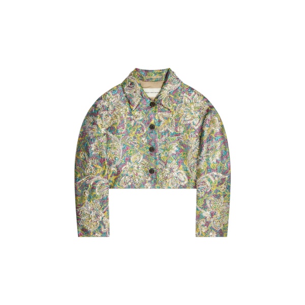 Dries Van Noten Embroidered jacquard jacket in Lemon | Jackets | Coveti