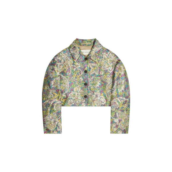 Dries Van Noten Embroidered jacquard jacket in Lemon | Jackets | Coveti