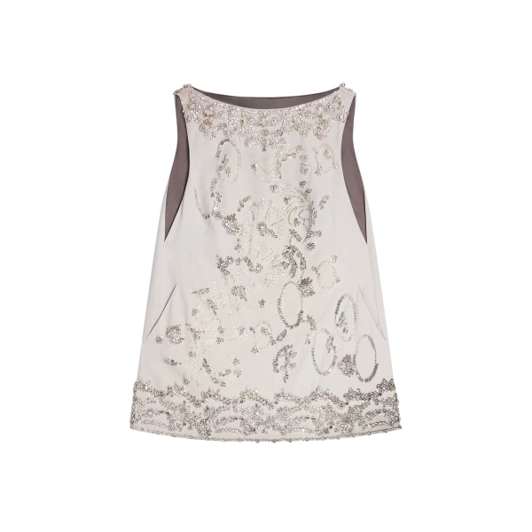 Dries Van Noten Embroidered mini dress in Light Grey | Dresses | Coveti
