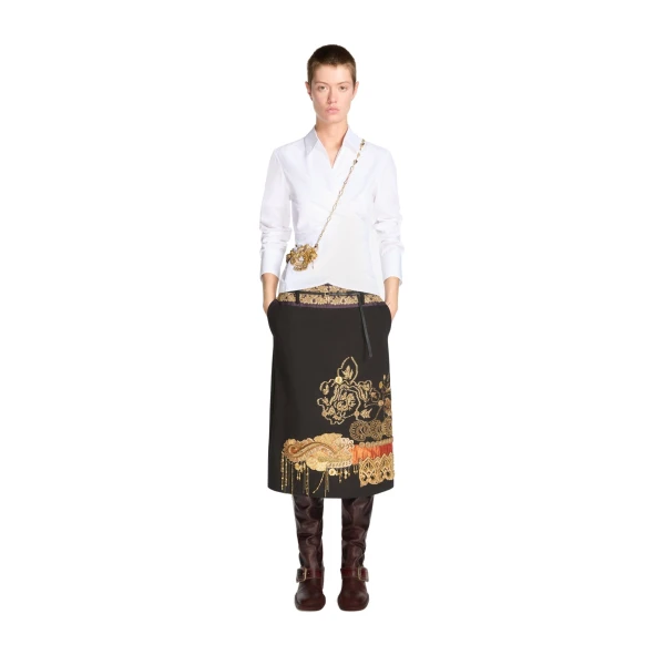 Embroidered pencil skirt in Black - Image 2