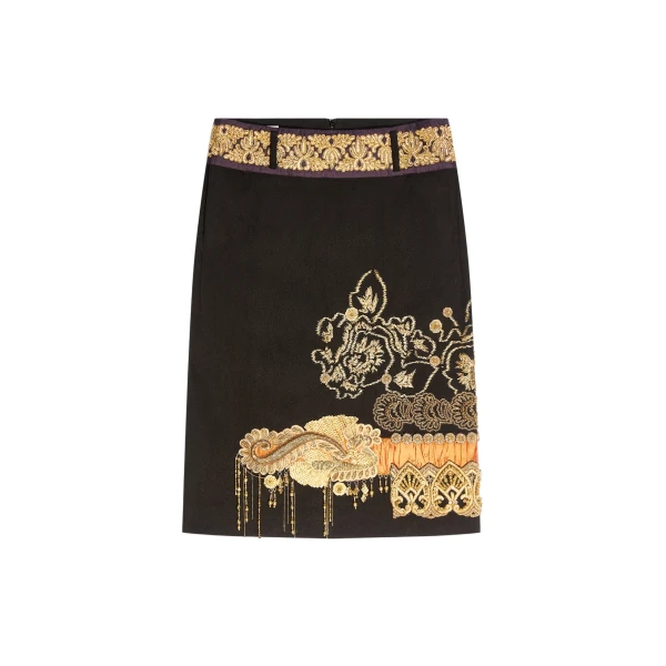 Dries Van Noten Embroidered pencil skirt in Black | Skirts | Coveti