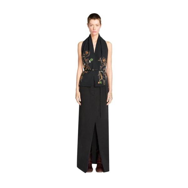 Embroidered scarf in Black - Image 2