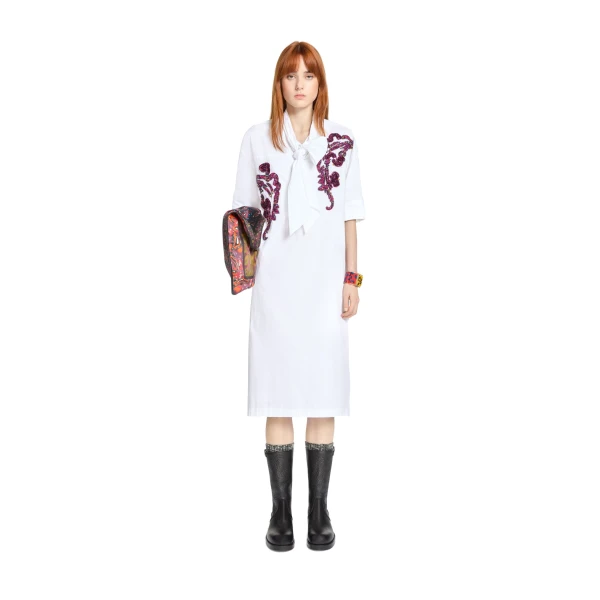 Embroidered shirt dress in White - Image 2