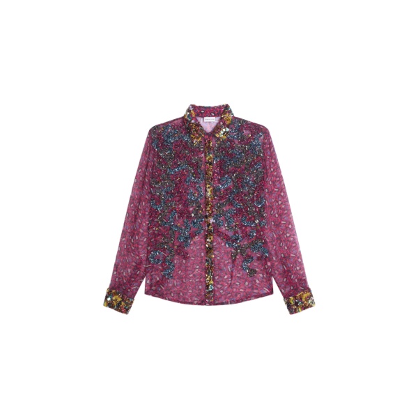 Dries Van Noten Embroidered shirt in Fuchsia | Tops | Coveti