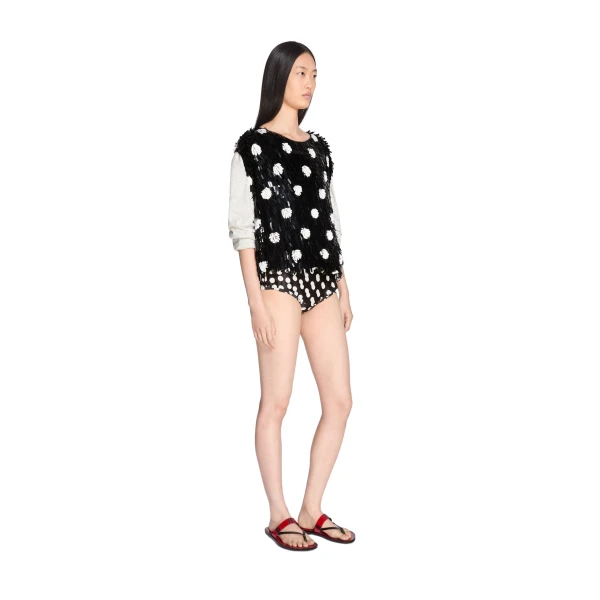Embroidered silk top in Black - Image 3