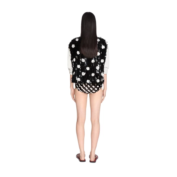 Embroidered silk top in Black - Image 4