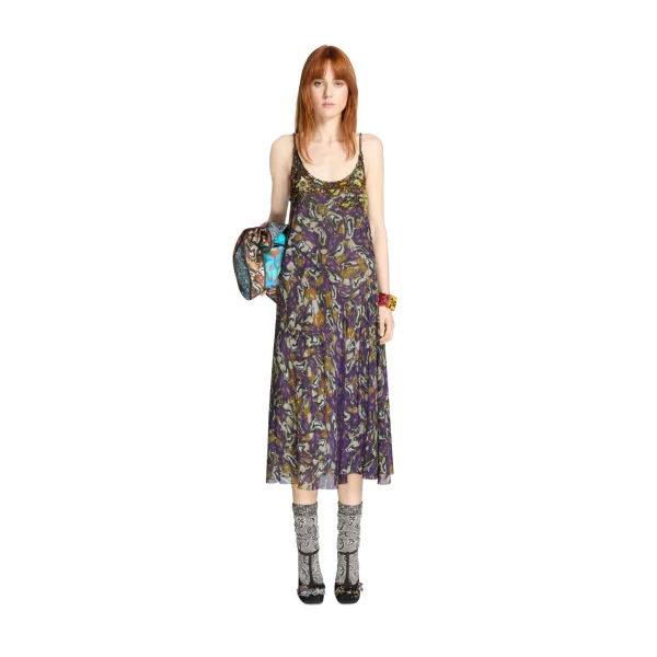 Embroidered slip dress in Purple - Image 2