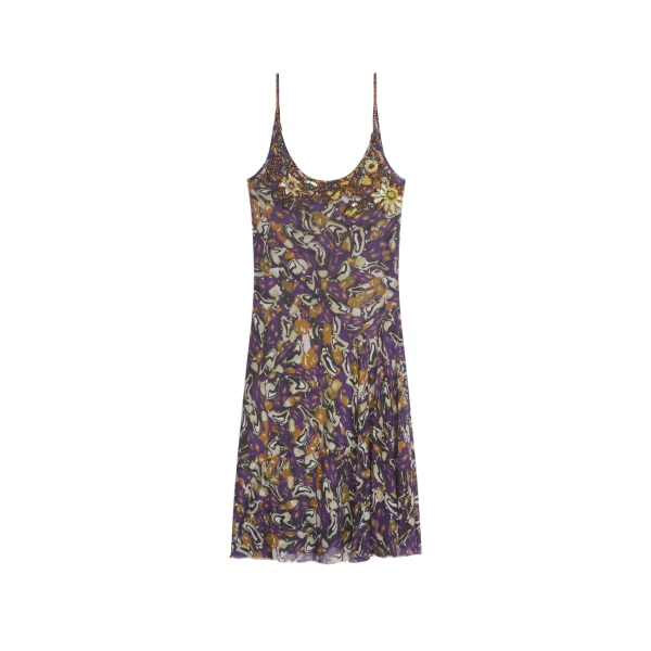 Dries Van Noten Embroidered slip dress in Purple | Dresses | Coveti