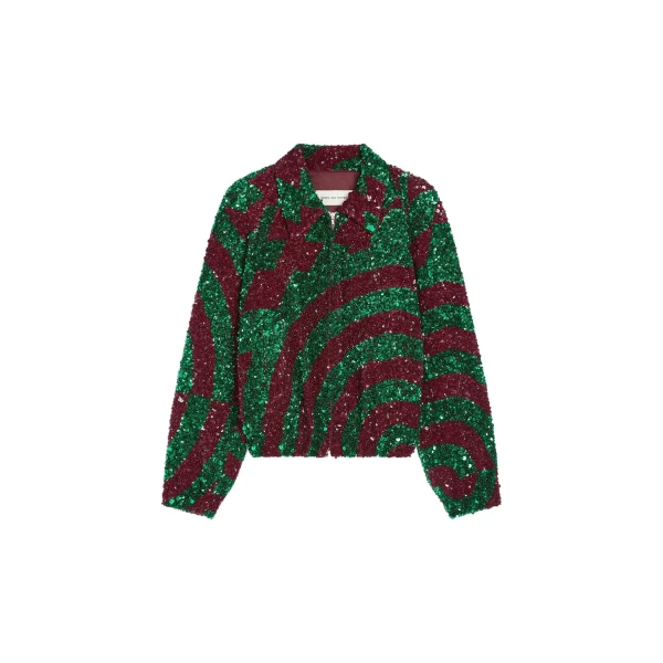 Embroidered viscose blouson in Burgundy