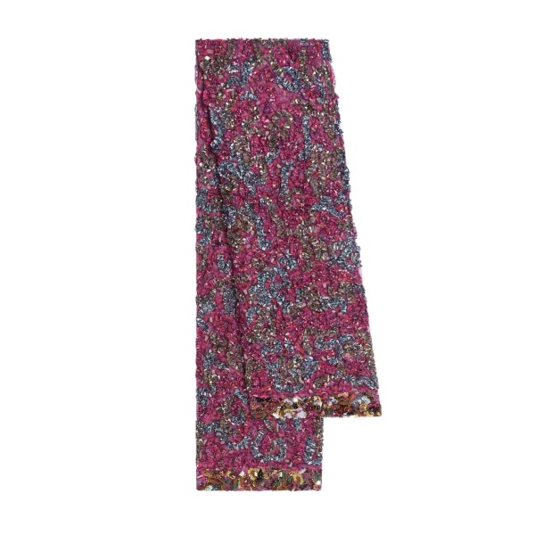 Embroidered viscose scarf in Fuchsia