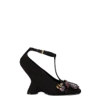 Dries Van Noten Embroidered wedge pumps in Black