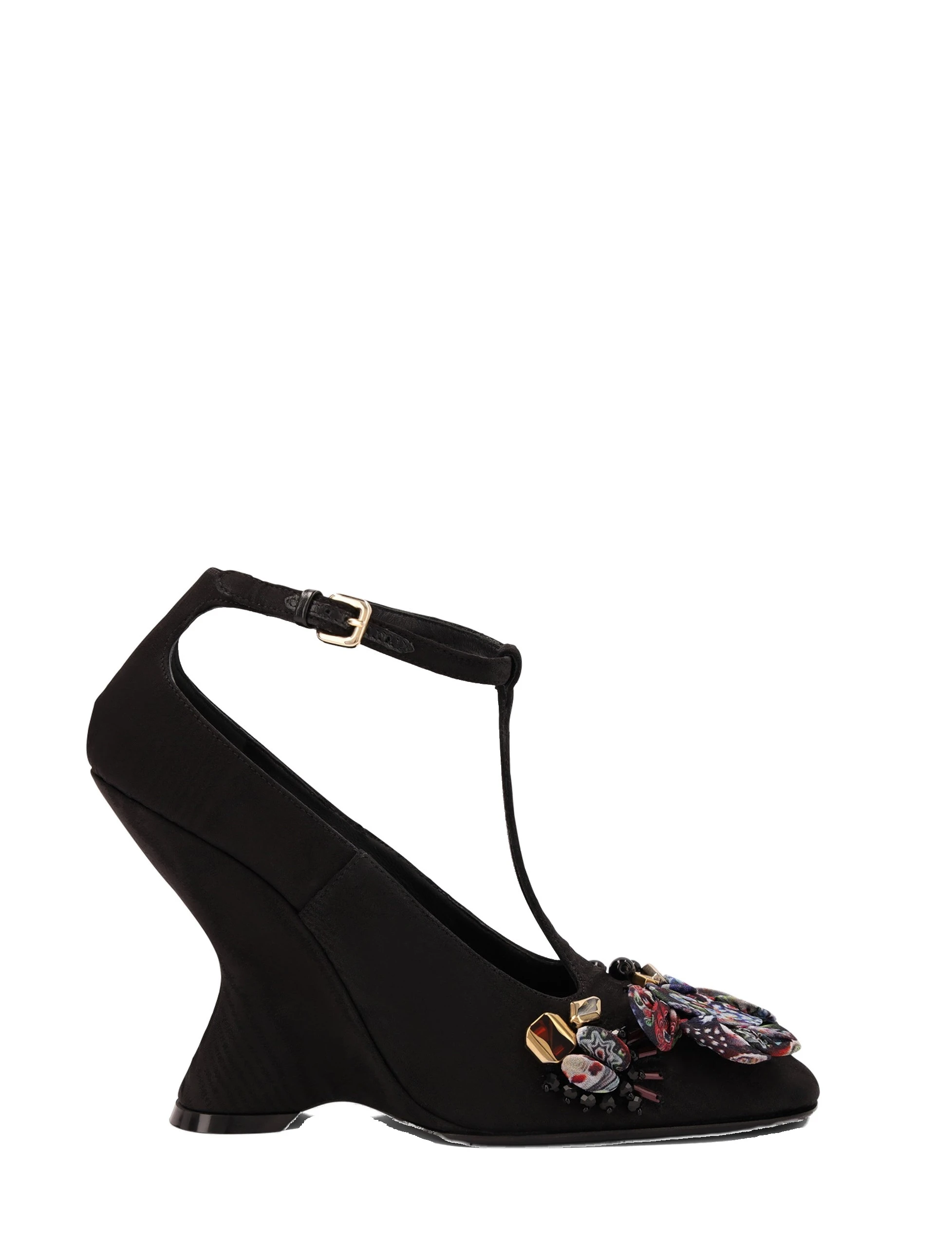 Dries Van Noten Embroidered wedge pumps in Black | Heels | Coveti Dries Van Noten Embroidered wedge pumps in Black