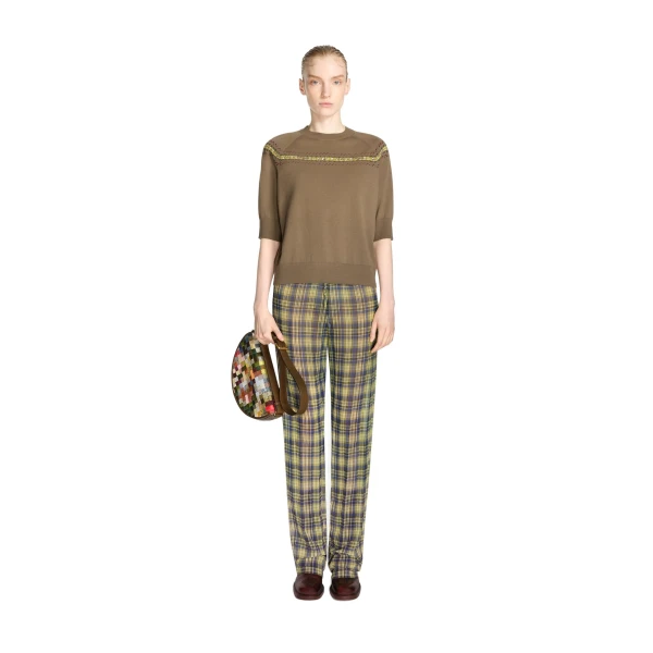Embroidered wool sweater in Forest - Image 2