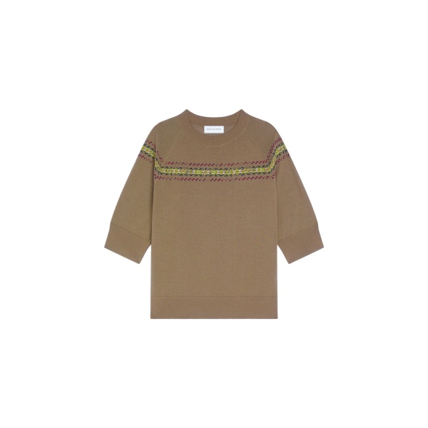 Dries Van Noten Embroidered wool sweater in Forest | Knitwear | Coveti