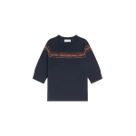 Dries Van Noten Embroidered wool sweater in Navy | Knitwear | Coveti