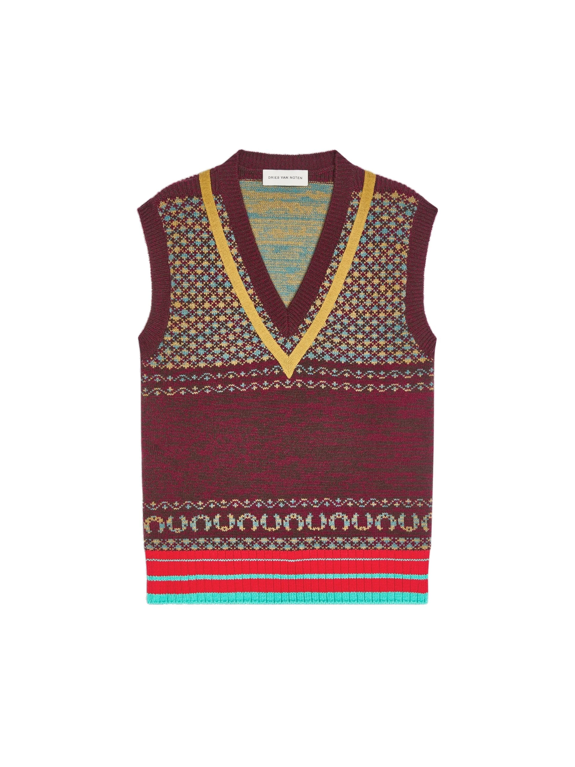 Dries Van Noten Fitted cashmere top in Wine | Knitwear | Coveti Dries Van Noten Fitted cashmere top in Wine | Knitwear | Coveti
