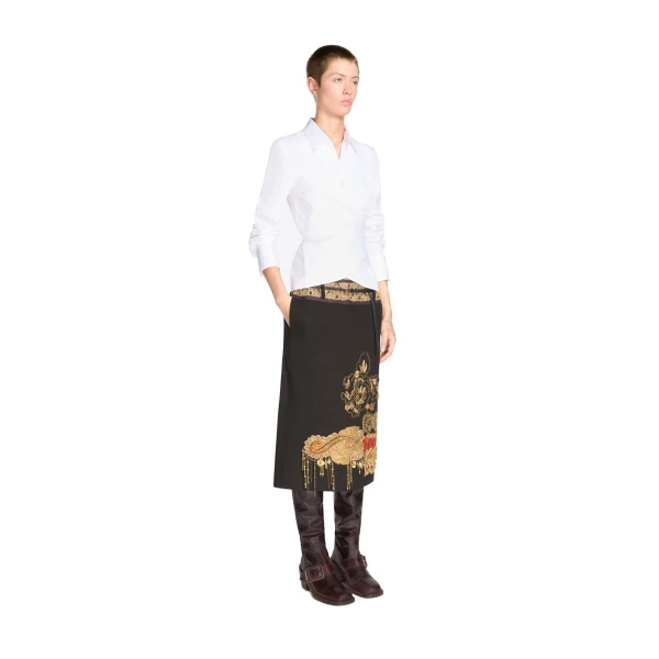 Fitted cotton wrap shirt in White - Image 3