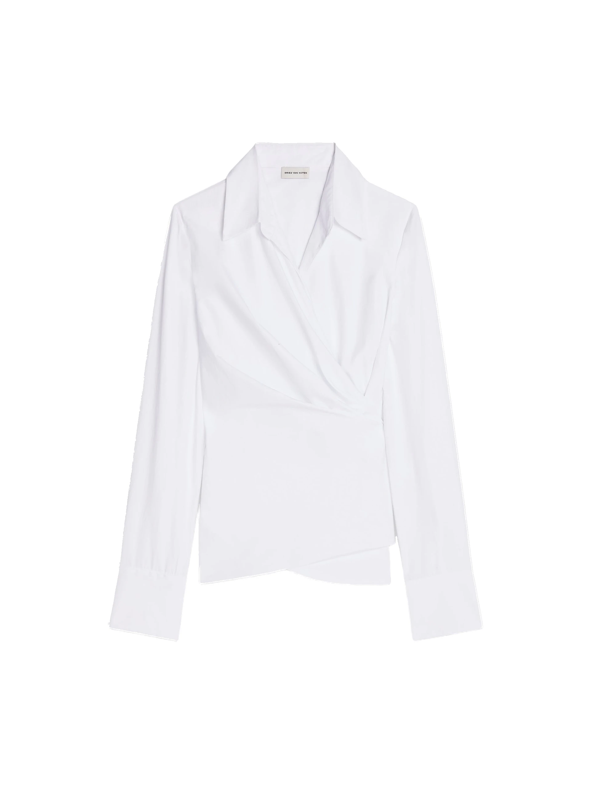 Dries Van Noten Fitted cotton wrap shirt in White | Tops | Coveti Dries Van Noten Fitted cotton wrap shirt in White | Tops | Coveti