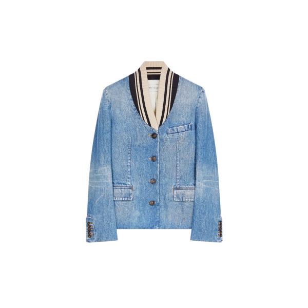 Dries Van Noten Fitted denim blazer in Blue | Jackets | Coveti