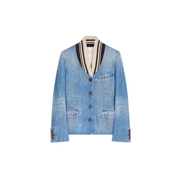 Dries Van Noten Fitted denim blazer in Blue | Jackets | Coveti