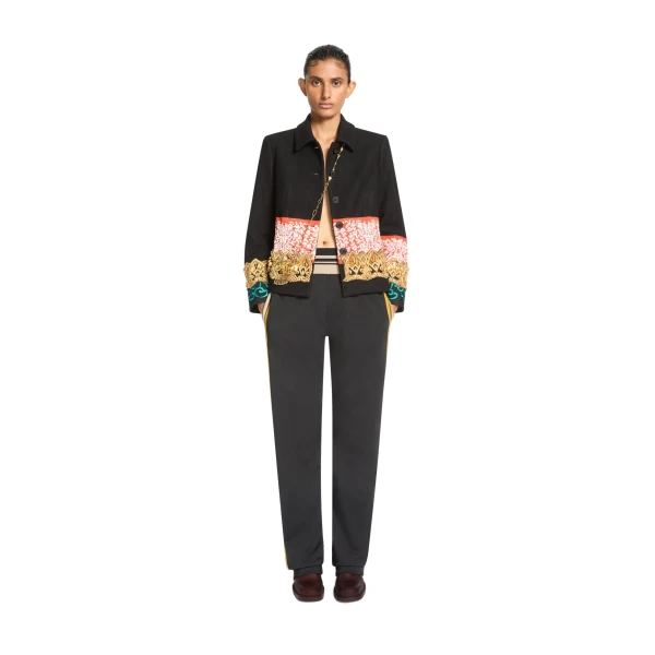 Fitted embroidered wool blazer in Black - Image 2