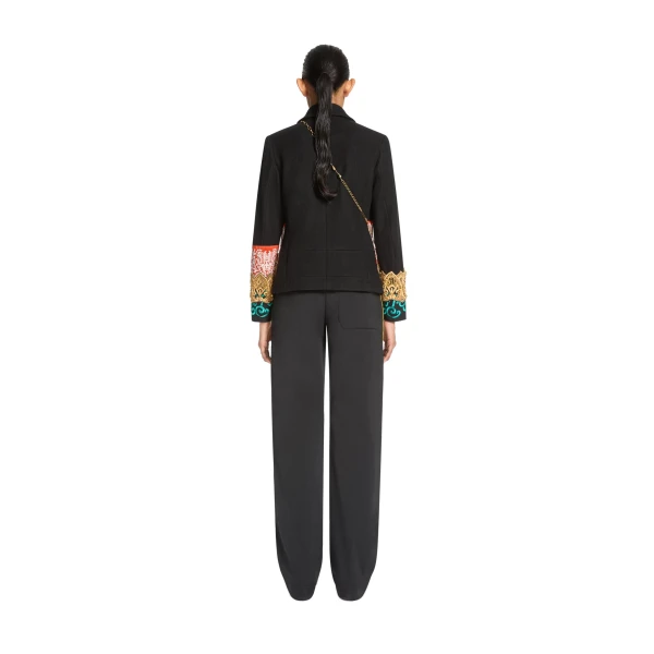 Fitted embroidered wool blazer in Black - Image 4