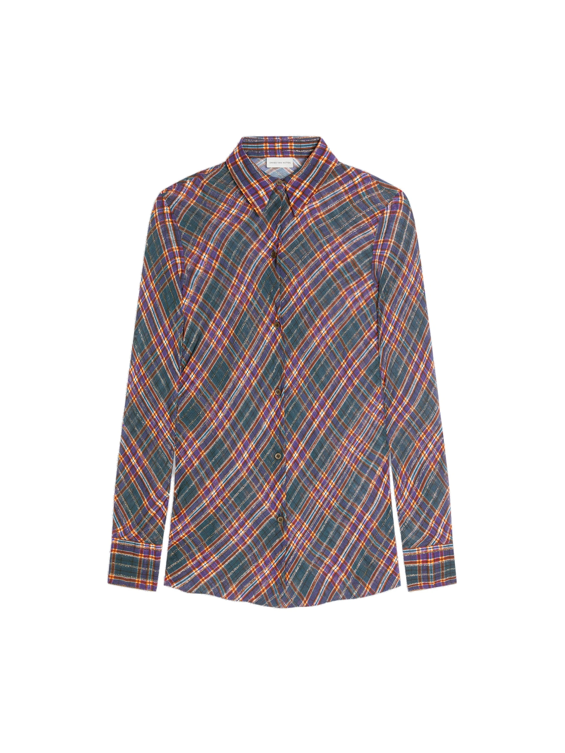 Dries Van Noten Fitted lurex shirt in Blue | Tops | Coveti Dries Van Noten Fitted lurex shirt in Blue | Tops | Coveti