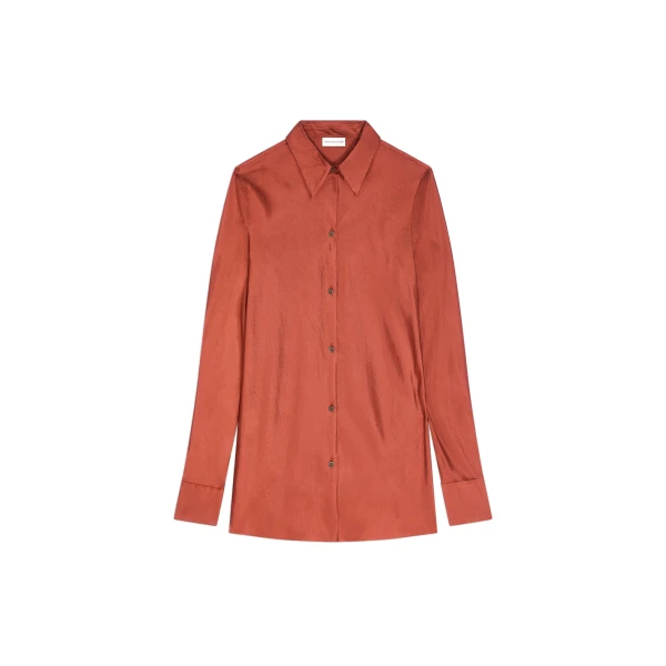 Dries Van Noten Fitted viscose shirt in Rust | Tops | Coveti